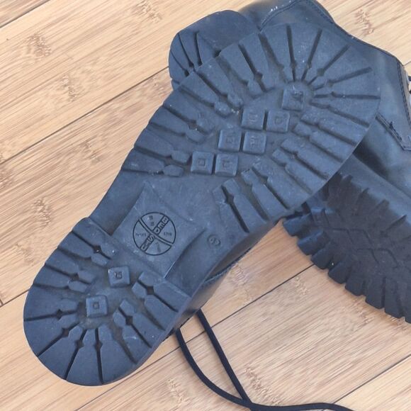 BED STU Mens Size 9 Black Chunky Heel Leather Oxford Gothic Emo Punk Shoes - Picture 13 of 16